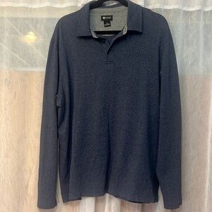 3/$20 Haggard navy blue men cotton blend knit long sleeve polo shirt size xl US